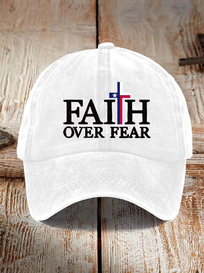 Texas Flood Faith Over Fear Cross Printed Hat for Men and Women
