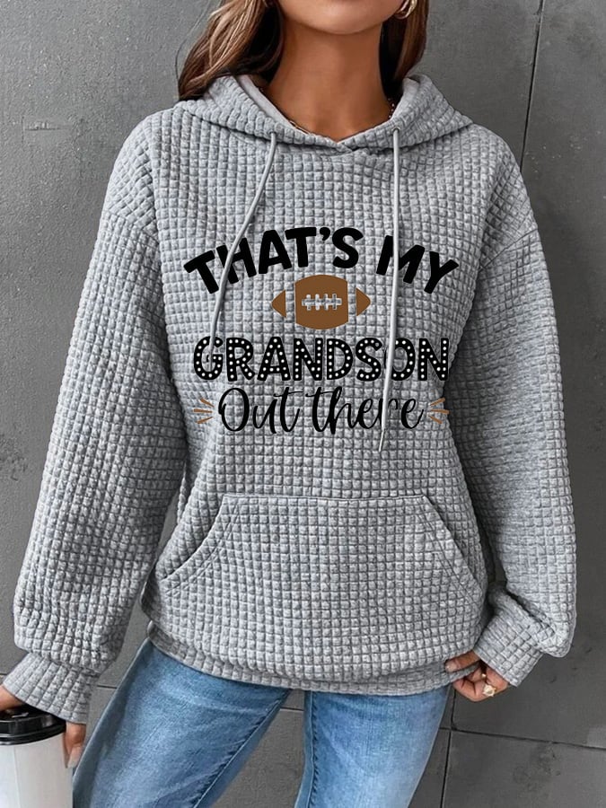 Women's That's My Grandson Out There Football Print Casual Hoodie