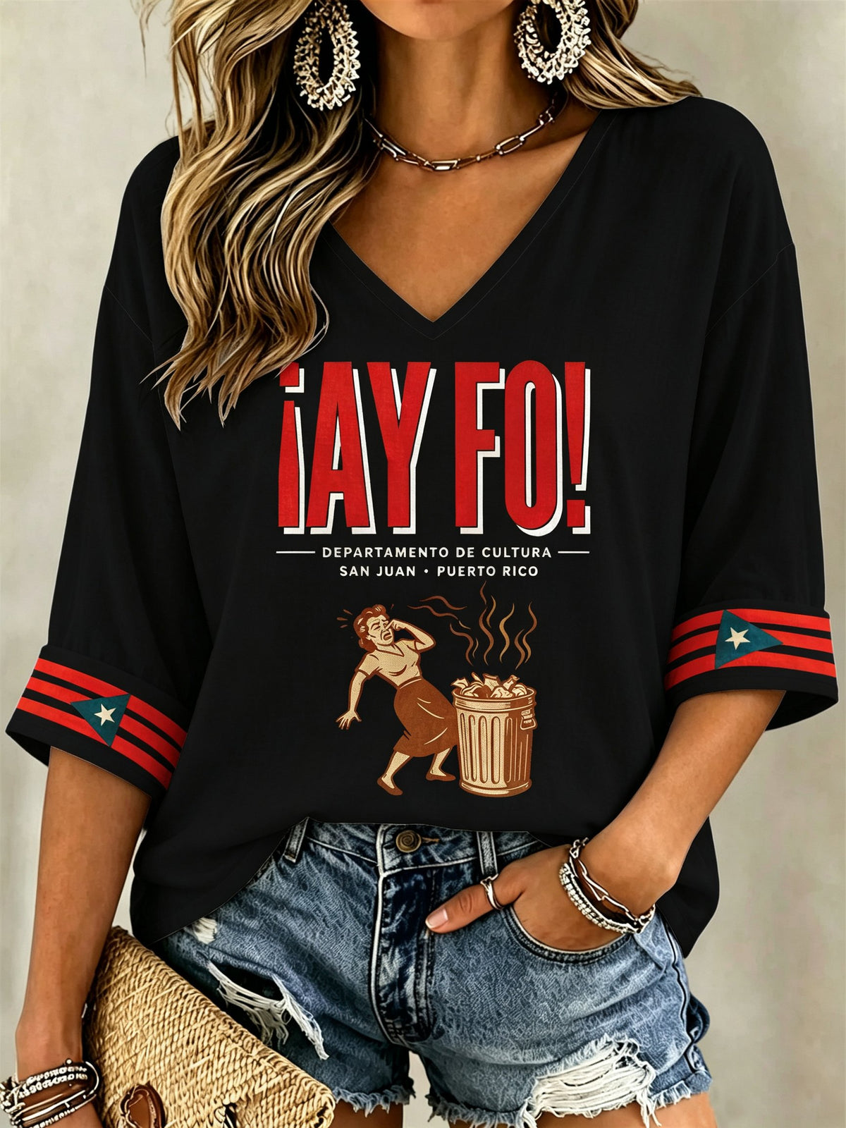 Women's Puerto Rico Singer Boricua Printed Long Sleeve Top