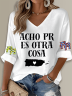 Puerto Rico Singer Boricua Printed Long Sleeve Top