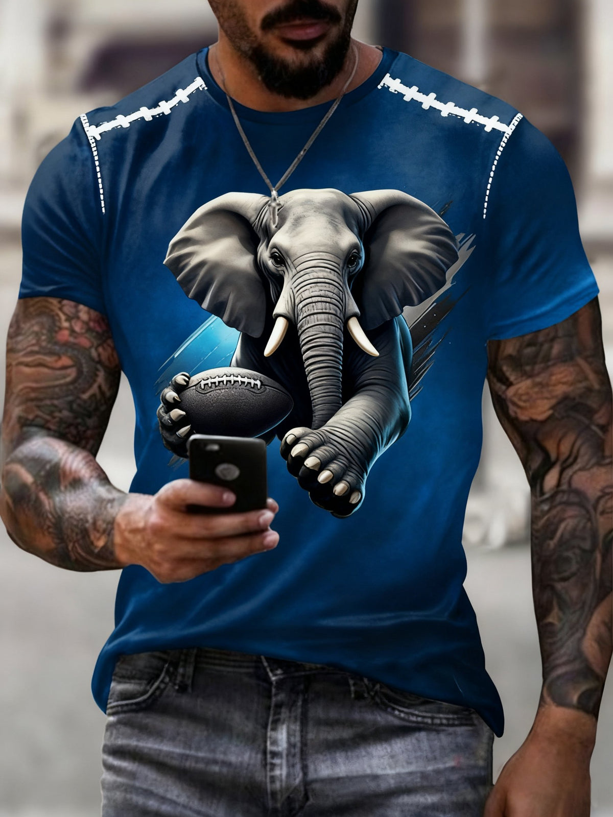 Loose-fitting casual round neck short-sleeved printed T-shirt