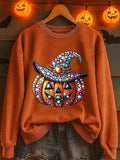 Women's Halloween Pumpkin Print Sweatshirt