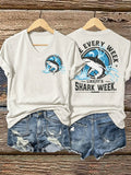 Women's Great White Shark Print T-Shirt