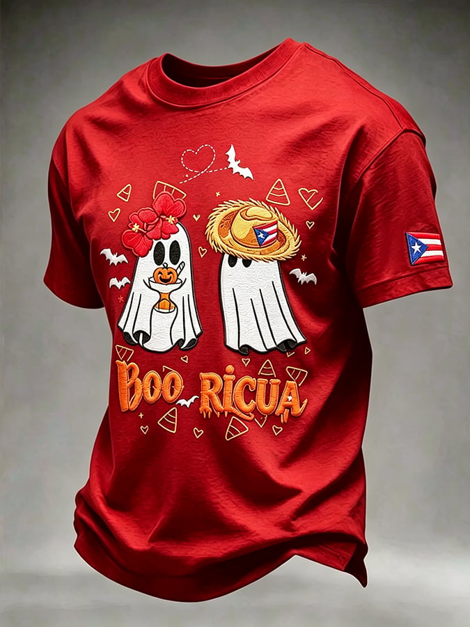 Men's Puerto Rico Halloween Printed Short-Sleeve T-Shirt
