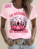 In October We Wear Pink Witches Printed T-shirts