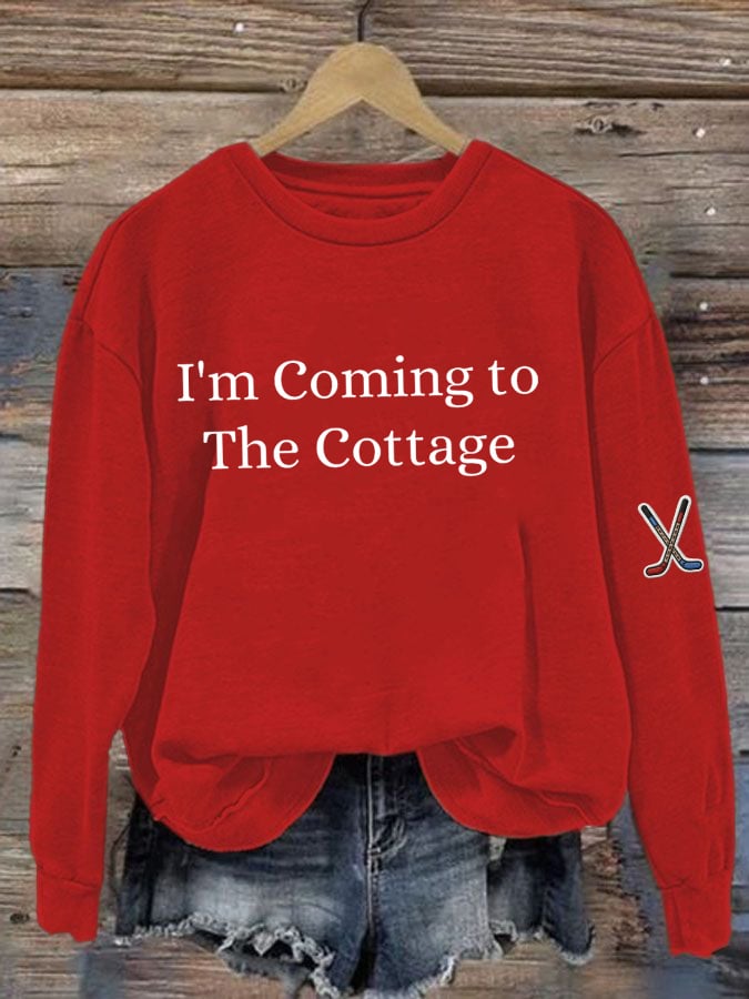 Women's Romantic Ice Hockey Print Long-Sleeved Sweatshirt