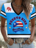 Women's Puerto Rico Baseball Printed T-shirts