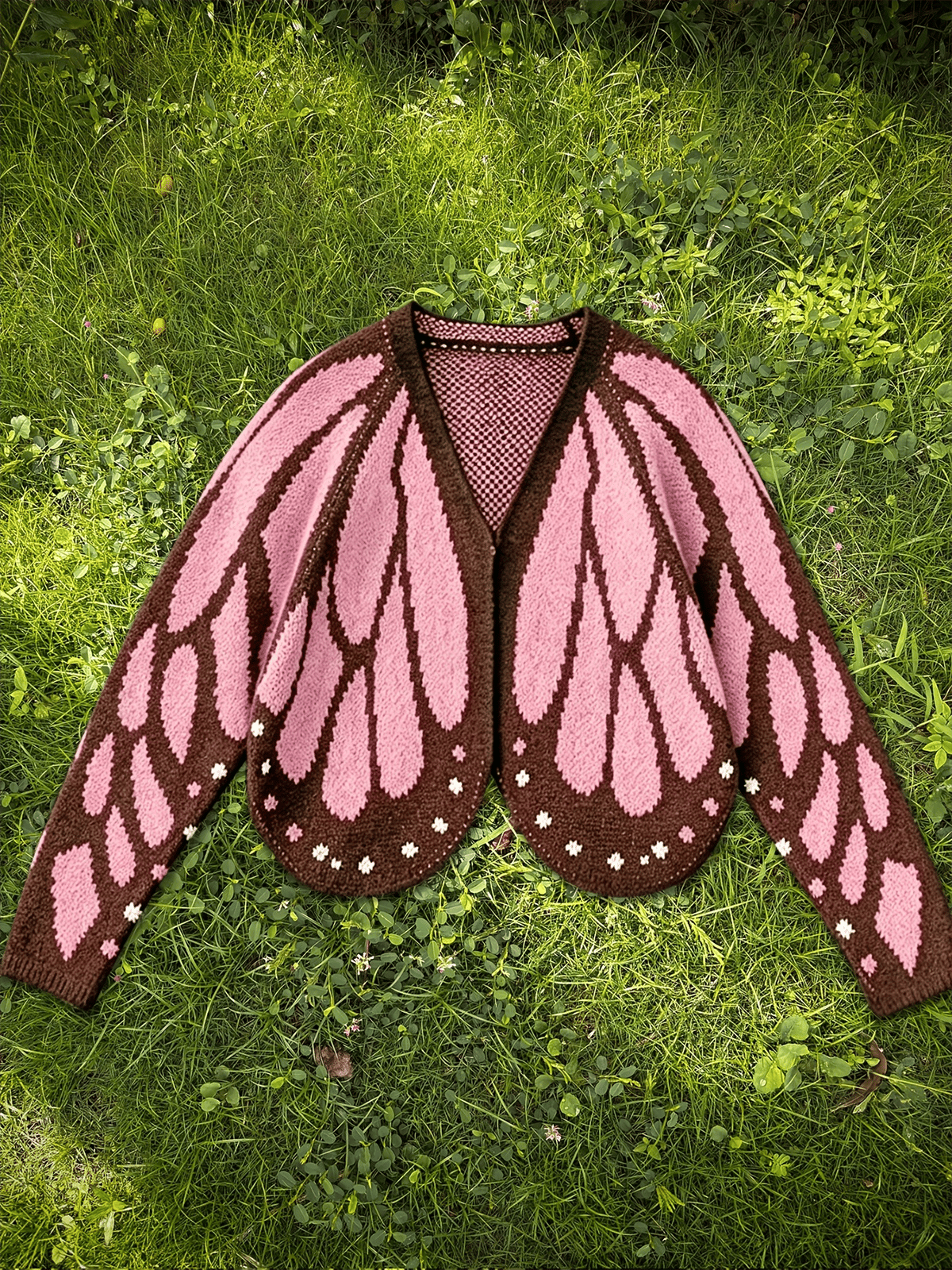 Women'S Butterfly Cape Knit Cardigan, Contrast Color Crochet Design, Loose Batwing Sleeves, Spring Autumn Vibe Outerwear Sweater Jacket