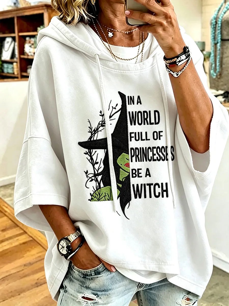 Women's Halloween Witch Print Hooded Sweatshirt