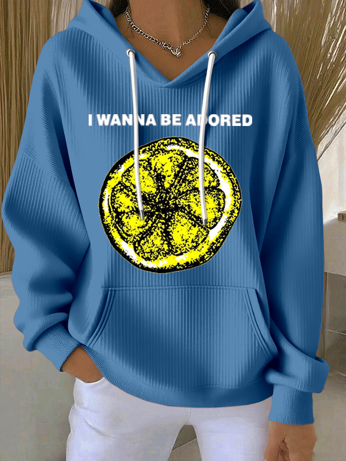 Women's Music Print Casual Hoodie