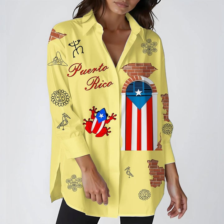 Women's Puerto Rican Print Casual Shirt