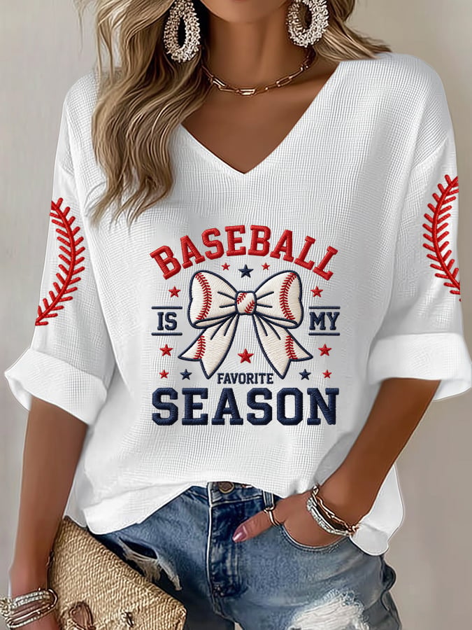 Women's Retro Baseball Is My Favorite Season  Print T-Shirt
