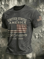 Men's USA 1776-2026 Freedom Printed Casual T-shirt