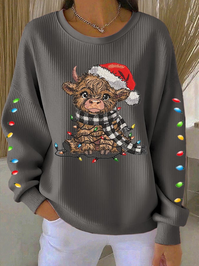 Women's Casual Christmas Highland Yak Sweatshirt