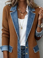 Women'S Casual Denim Contrast Color Stitching Jacket