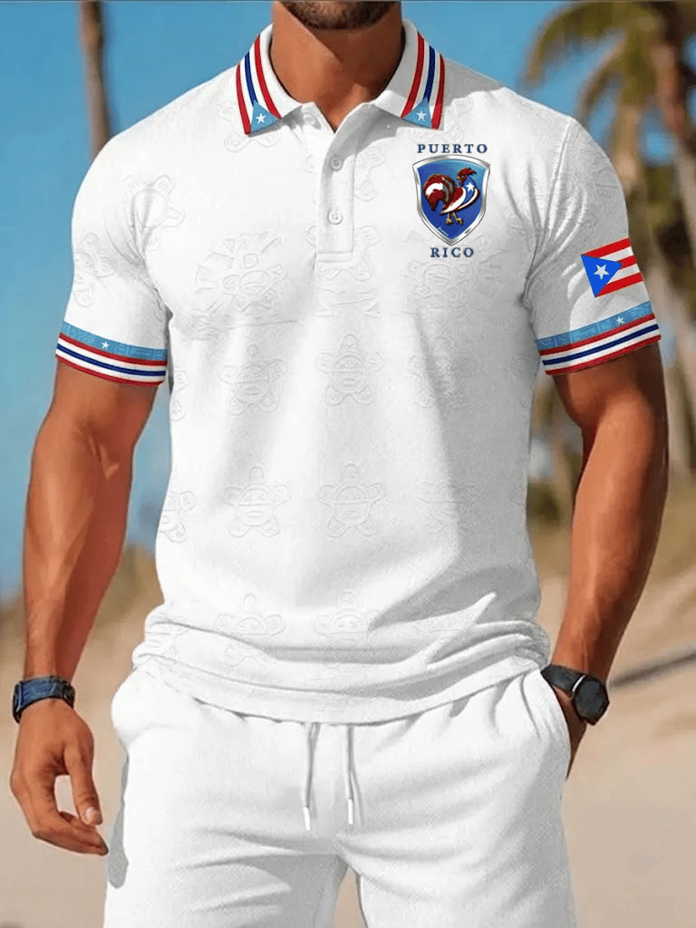 Men's Puerto Rico Print Casual Polo