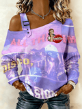 Women's  Fan  Fan-Print Casual Sweatshirt