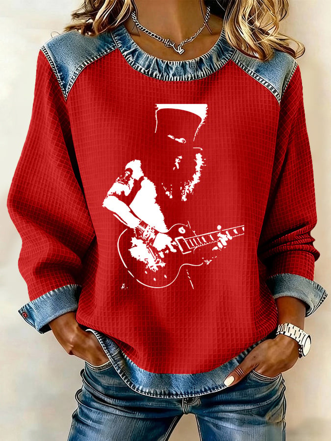 Retro Rock Slash Print Sweatshirt