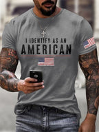 Men's I Identify As An American Printed Round Neck T-Shirt