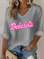 Women's Fashion Music Print Casual T-shirt