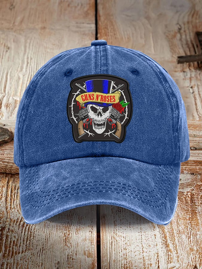 Retro Rock Roses Print Baseball Cap
