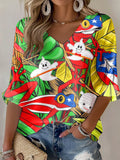 Women's Puerto Rican Flag Rain Frog Label Printed Long Sleeve Top