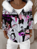 Women's King of Rock and Roll Fur Collar Zipper Hoodies