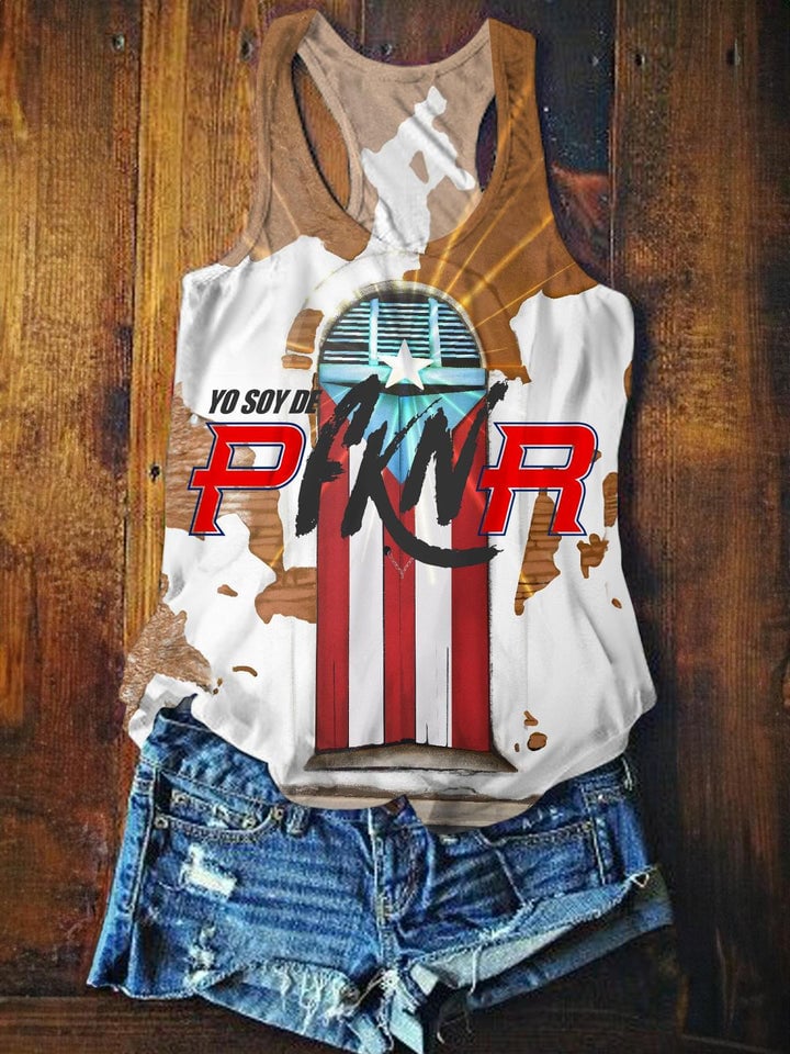 Yo Soy de PfknR Flag Printed Casual Tank Top