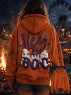 Women'S Hey Boo Halloween Print Sweatshirt
