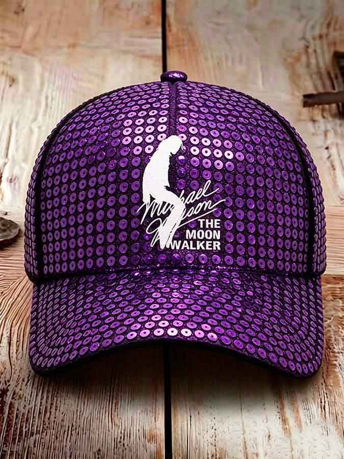 Unisex Retro Commemorative Baseball Cap: "King of Pop" Faux-Sequin Print Edition