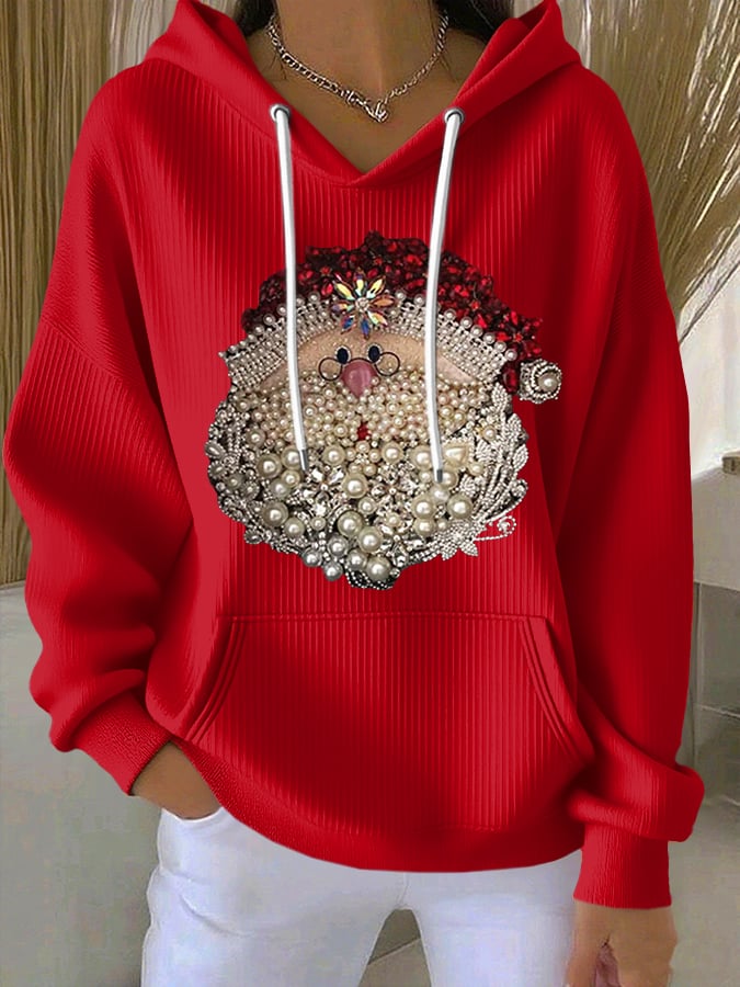 Women's Retro Christmas Print Casual Hoodie