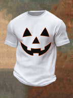 Men's Halloween Pumpkin Face Waffle Top