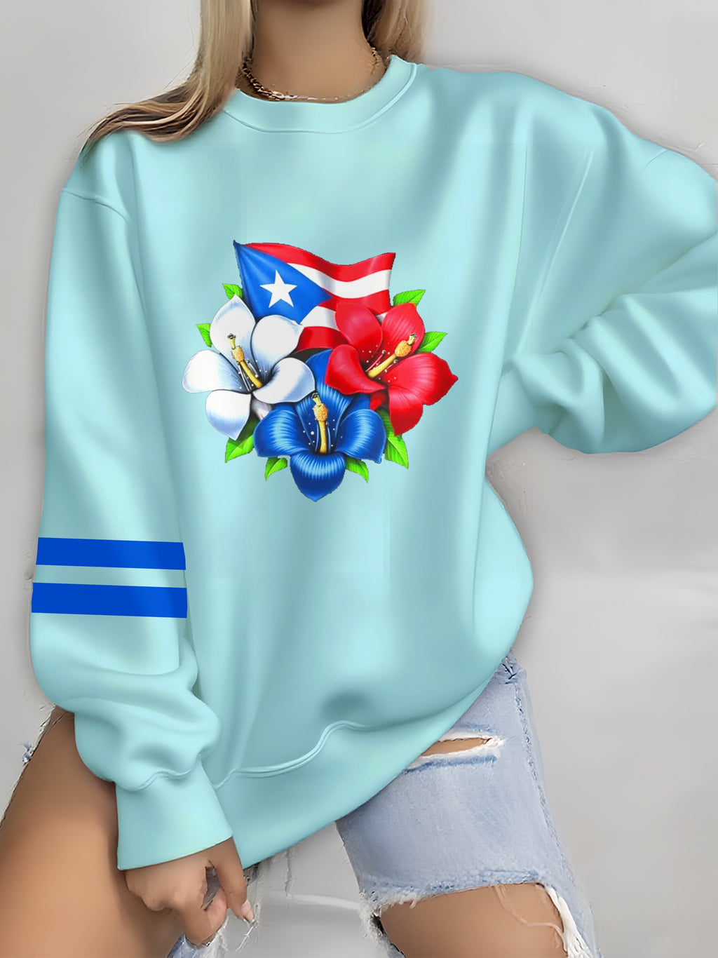 Puerto Rican embroidery print Women'S  Print Sweatshirt