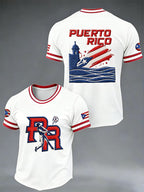 Men's Puerto Rico Baseball Print Casual T-shirt