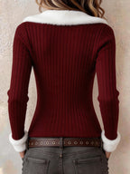 Women's Casual Solid Color Patchwork Fur Collar Cardigan