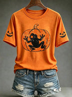 Women's Casual BOOricua Halloween Print Short-Sleeve T-Shirt