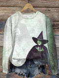 Women's Witch Printed Round Neck Sweatshirt