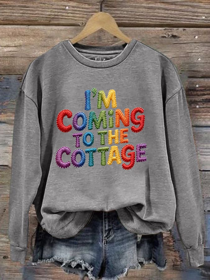 Women's Romantic Ice Hockey Print Long-Sleeved Sweatshirt