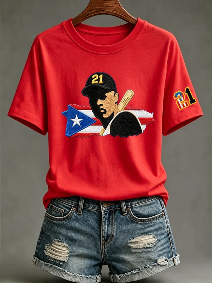 Unisex Puerto Rico Baseball Print T-Shirt