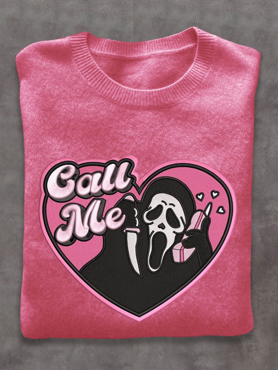 Grim Reaper Call Me Halloween Art Print Thin Sweater