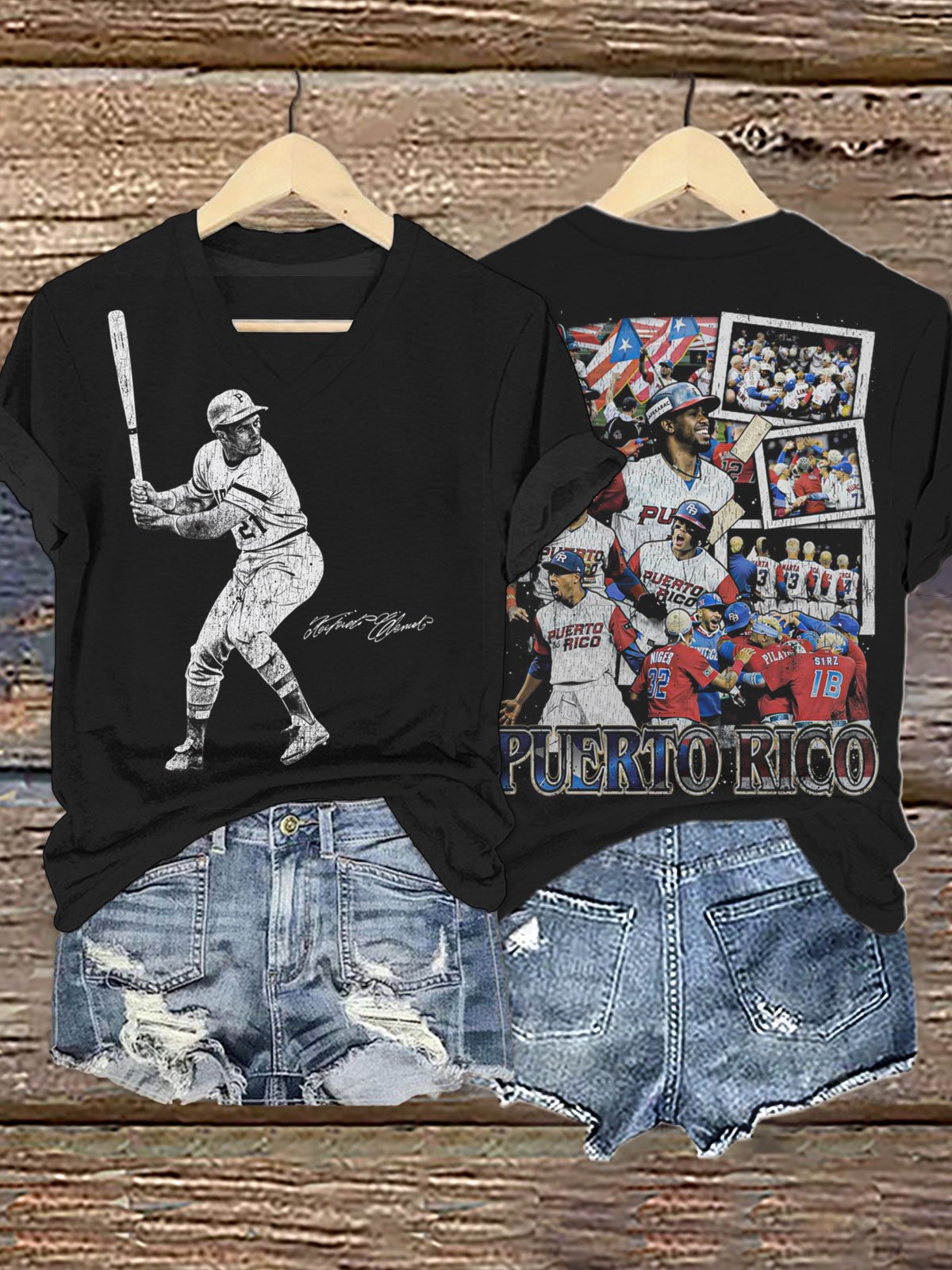 Women's Puerto Rico Baseball Printed T-shirts