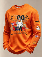 Men's Boricua Halloween Waffle-Knit Long-Sleeve Top