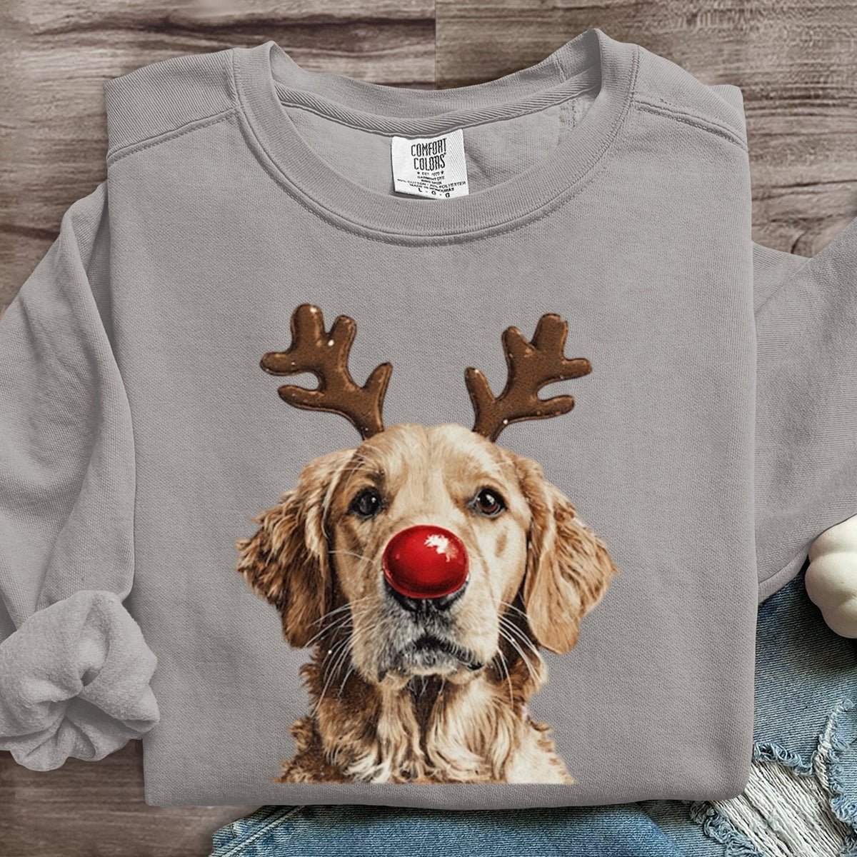 Golden Retriever Funny Dog Christmas Art Print Sweatshirt