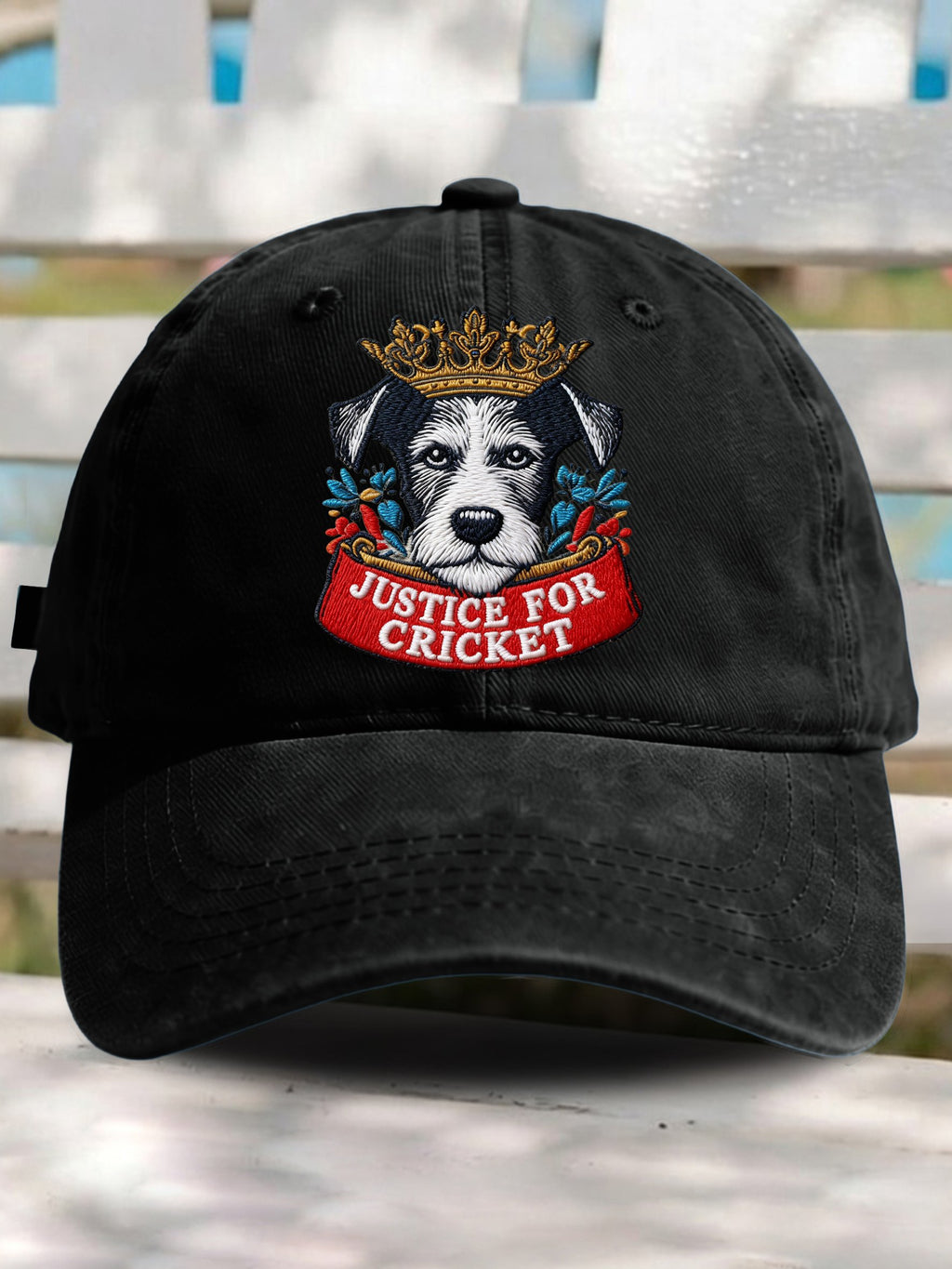 Retro Justice For Cricket Support Animal Protection Dog Lover Print Baseball Cap