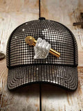 Unisex Retro Commemorative Baseball Cap: "King of Music" Faux-Sequin Print Edition