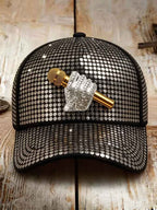 Unisex Retro Commemorative Baseball Cap: "King of Music" Faux-Sequin Print Edition