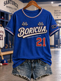 Women's Baseball Print T-shirt