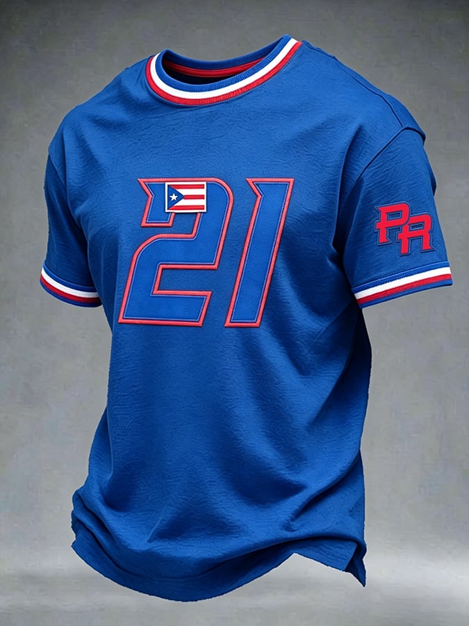 Men's Puerto Rico Baseball Print Short-Sleeve T-Shirt