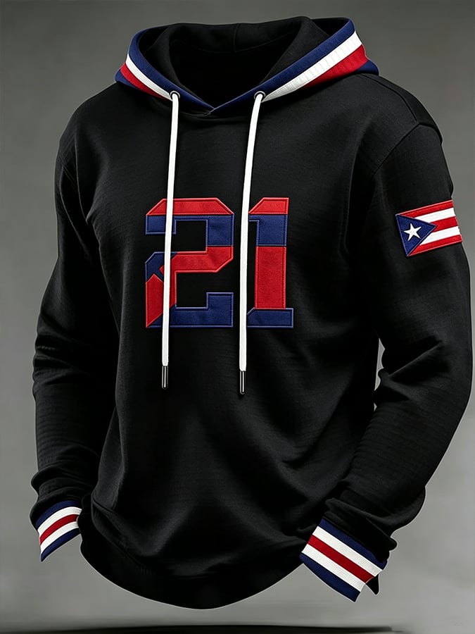 Men's Puerto Rico Baseball Print Long-Sleeve T-Shirt