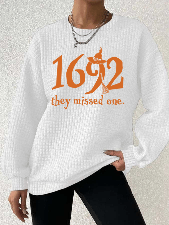 Women's 1692 They Missed One Round Neck Waffle Sweatshirt